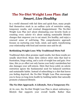 The No-Diet Weight Loss Plan_ Eat Smart, Live Healthy