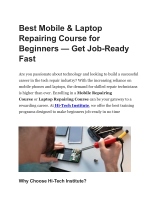 Best Mobile & Laptop Repairing Course for Beginners — Get Job-Ready Fast