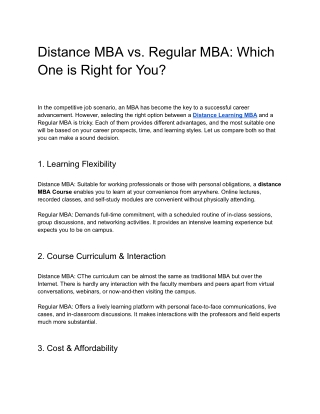 Distance MBA vs. Regular MBA Which One is Right for You
