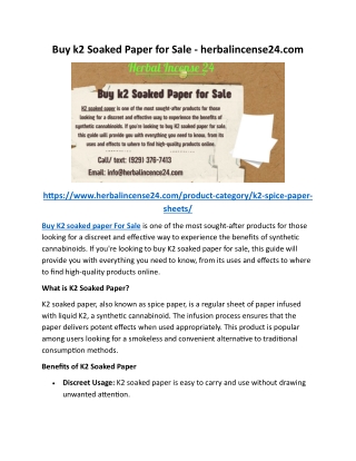 Buy k2 Soaked Paper for Sale - herbalincense24