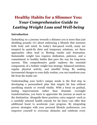 Healthy Habits for a Slimmer You_ Your Comprehensive Guide to Lasting Weight Loss and Well-being