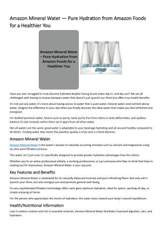 Amazon Mineral Water Pure Hydration from Amazon Foods for a Healthier You