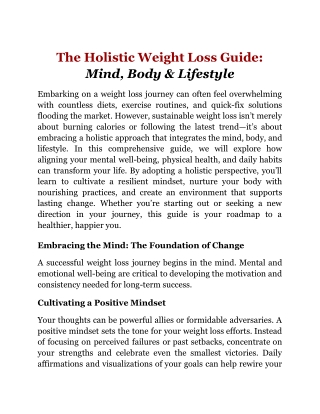 The Holistic Weight Loss Guide_ Mind, Body & Lifestyle
