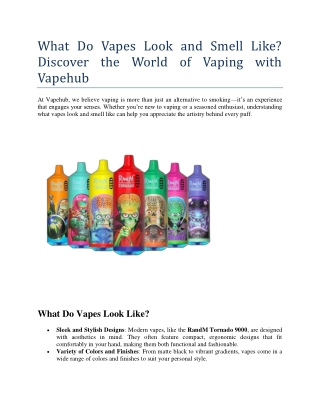 What Do Vapes Look and Smell Like