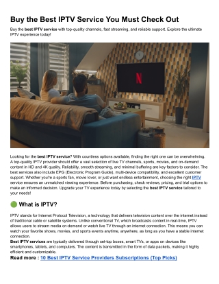 Buy the Best IPTV Service You Must Check Out