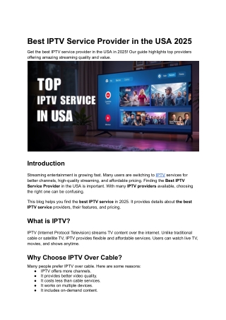 Best IPTV Service Provider in the USA 2025