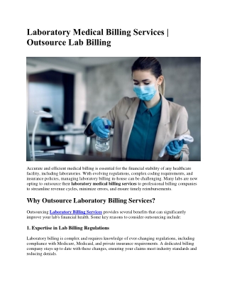Laboratory Medical Billing Services