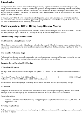 “Cost Comparison: DIY vs Hiring Long-Distance Movers”