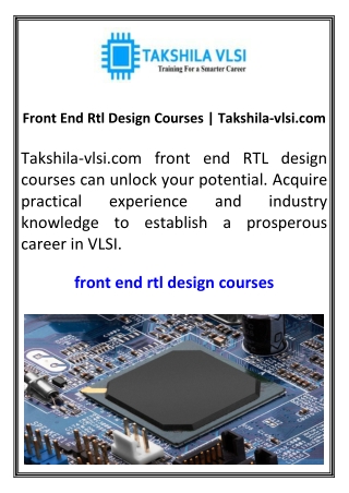 Front End Rtl Design Courses  Takshila-vlsi.com