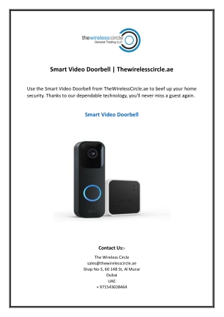 Smart Video Doorbell | Thewirelesscircle.ae