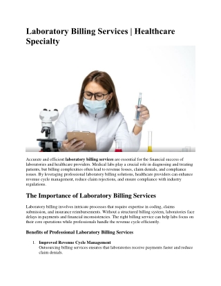 Laboratory Billing Services | Healthcare Specialty