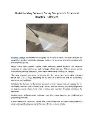 Understanding Concrete Curing Compounds - Types and Benefits - UltraTech
