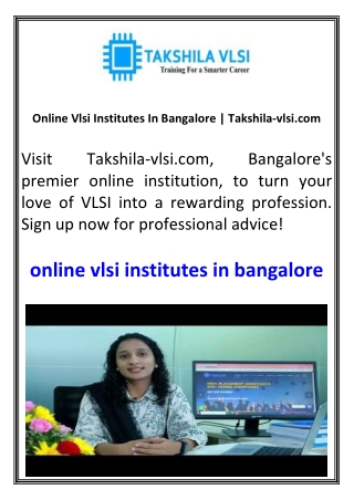 Online Vlsi Institutes In Bangalore  Takshila-vlsi.com