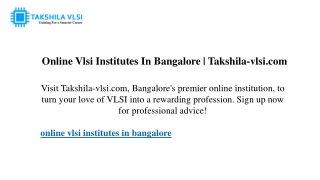 Online Vlsi Institutes In Bangalore  Takshila-vlsi.com