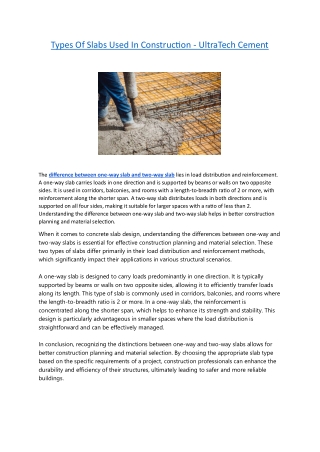 Types Of Slabs Used In Construction - UltraTech Cement