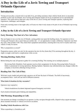 A Day in the Life of a Javis Towing and Transport Orlando Operator(1)