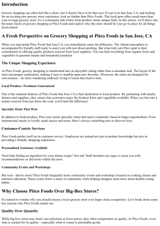 A Fresh Perspective on Grocery Shopping at Pitco Foods in San Jose, CA