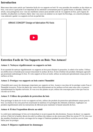 Entretien Facile de Vos Supports en Bois: Nos Astuces!