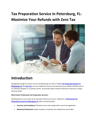 Tax Preparation Service In Petersburg, FL Maximize Your Refunds with Zero Tax