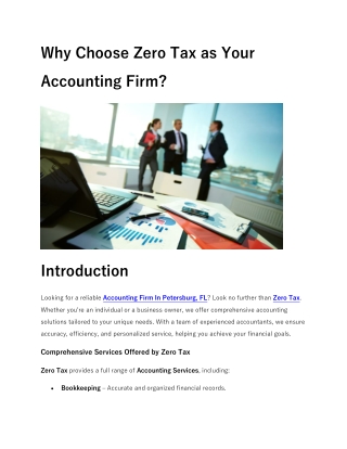 Why Choose Zero Tax as Your Accounting Firm