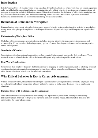 Why Ethical Behavior Is Key to Career Advancement
