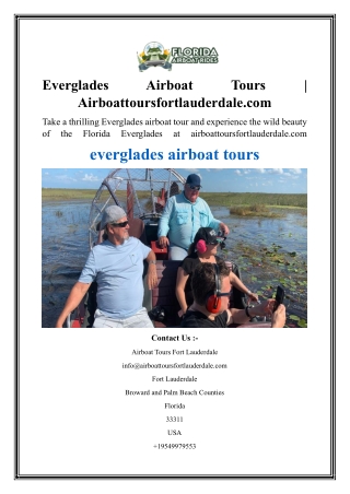 Everglades Airboat Tours  Airboattoursfortlauderdale.com