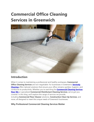 Commercial Office Cleaning Services in Greenwich
