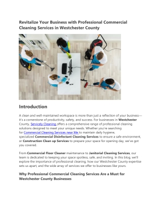 Revitalize Your Business with Professional Commercial Cleaning Services in Westchester County