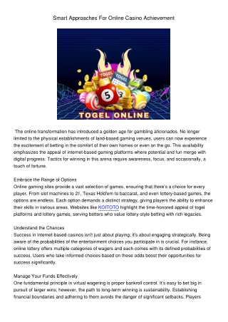 SmartApproachesForOnlineCasinoAchievement