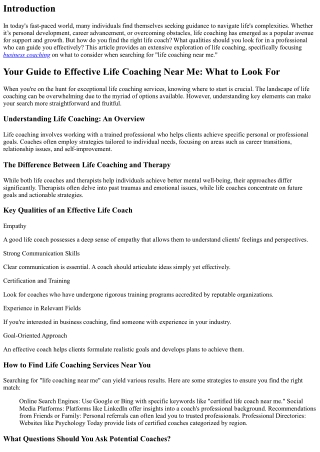 Your Guide to Effective Life Coaching Near Me: What to Look For