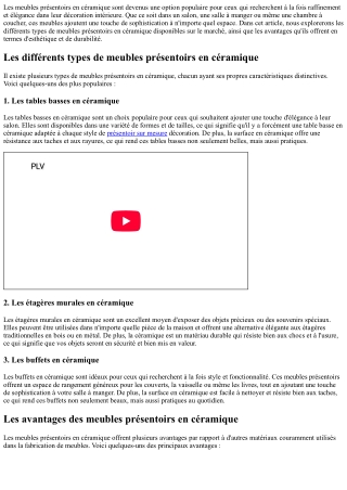 Les meubles présentoirs en céramique : une option raffinée et élégante