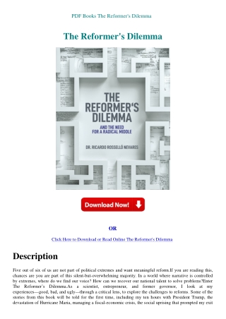 PDF Books The Reformer's Dilemma