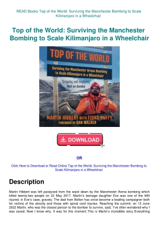 READ Books Top of the World Surviving the Manchester Bombing to Scale Kilimanjaro in a Wheelchair