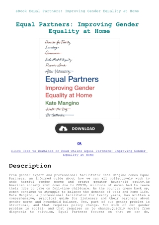 eBook Equal Partners Improving Gender Equality at Home