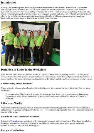 From Classroom to Boardroom: Leveraging Your Knowledge on Business Ethics