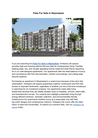 Flats For Sale In Nizamabad | Omkaara Life spaces