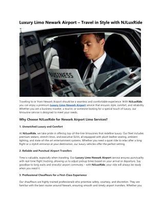 Luxury Limo Services to Newark Airport | NJLuxRide