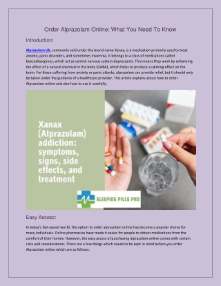 Order Alprazolam Online What You Need to Know