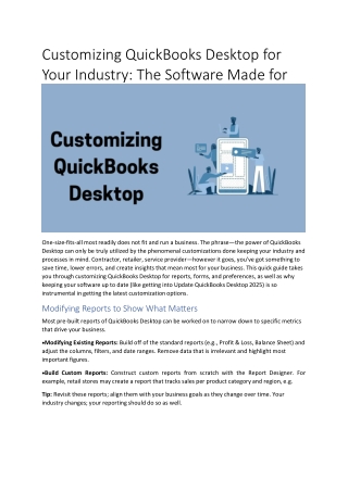 Customizing QuickBooks Desktop for Your Industry: The Software Made for You