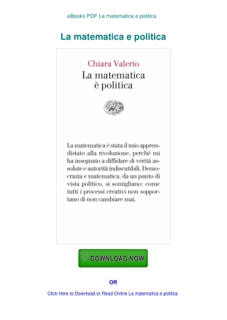 eBooks PDF La matematica e politica