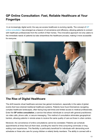 GP Online Consultation Fast Reliable Healthcare at Your Fingertips