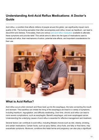 Understanding Anti-Acid Reflux Medications A Doctors Guide