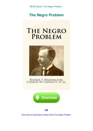 READ Books The Negro Problem
