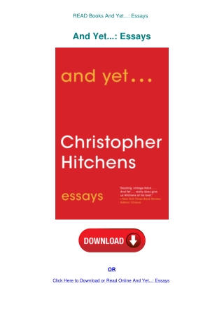 READ Books And Yet... Essays