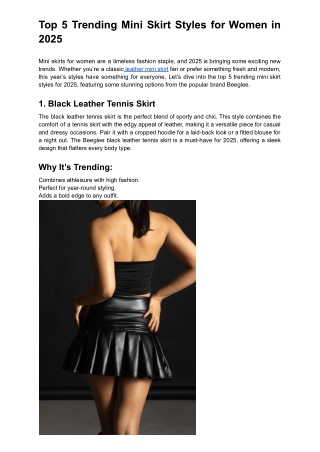 Top 5 Trending Mini Skirt Styles for Women in 2025