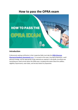 How to pass the OPRA exam