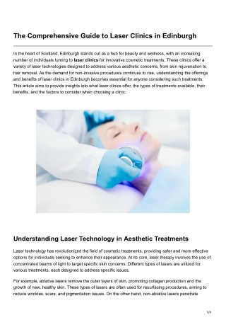 The Comprehensive Guide to Laser Clinics in Edinburgh
