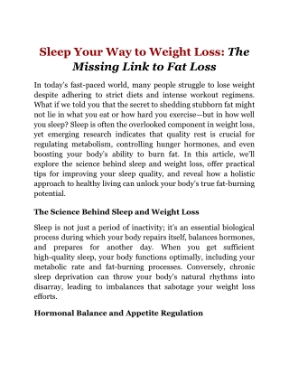 Sleep Your Way to Weight Loss_ The Missing Link to Fat Loss