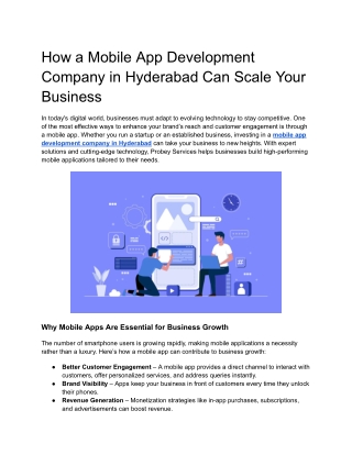How a Mobile App Development Company in Hyderabad Can Scale Your Business
