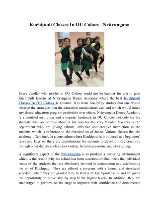 Kuchipudi Classes In OU Colony